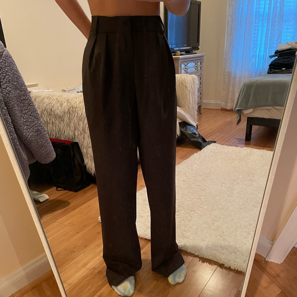 Zara brown full length darted pants medium